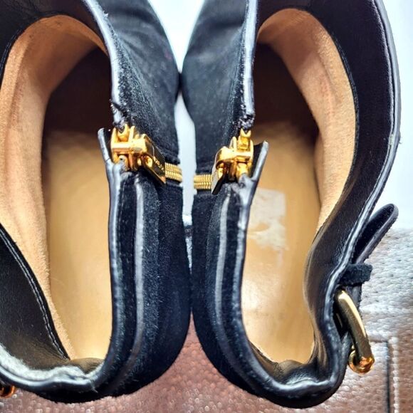 MK Michael Kors Black Suede Side Zip Block Heel Ankle Boots sz.7M $295 - Picture 9 of 10